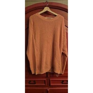 Sonoma Size 1X Coral Peach Sweater Fall Winter Cable Knit Warm Soft Plus EUC